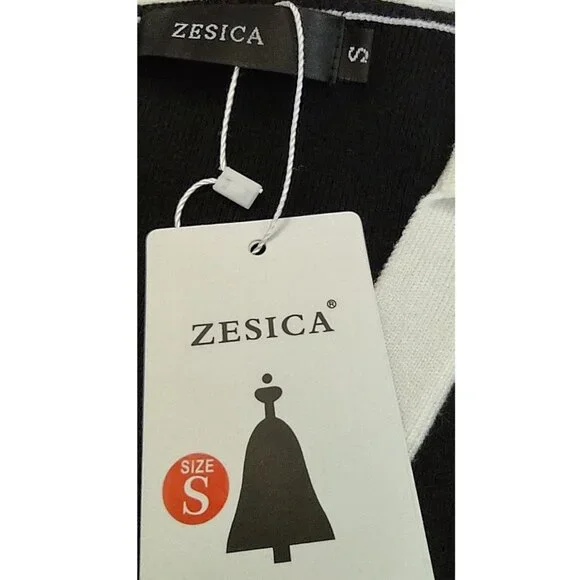 ZESICA Women Fall Long Sleeve A-line Sweater Dress Collared Button Knit Size S - Picture 8 of 11